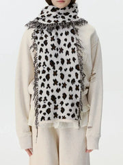 Vintage Leopard Print Knit Scarf - TEVQA