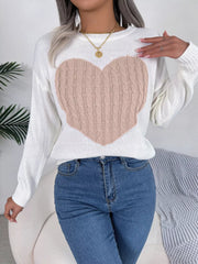 Grey and white cable knit heart sweater - View 9 | TEVQA
