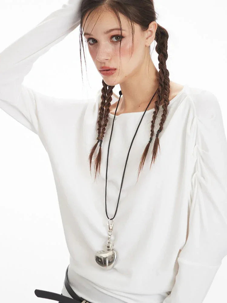 Minimalist White Batwing Top - View 6 | TEVQA