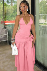 V-Neck Bodysuit Wrap Skirt Set - TEVQA