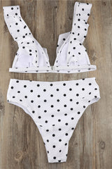 Polka Dot High Waist Ruffle Bikini - Dress In Beauty