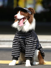 Striped Arctic Fleece Sweater For Large Dogs Thick Warm