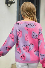 Colorblock Strawberry Cardigan - View 20 | TEVQA