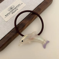 Pearlescent Acetate Dolphin Charm Hair Tie (2.2 Inch)