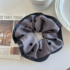Oversized polka dot scrunchie with faux leather trim - View 6 | TEVQA