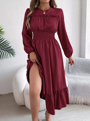 Emerald Green Ruffle Smocked Waist Maxi Dress - View 9 | TEVQA