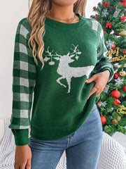 Festive Reindeer Knit Pullover Sweater - View 15 | TEVQA