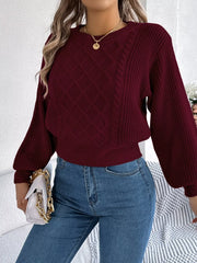 Orange Cable Knit Cinched Waist Sweater - View 13 | TEVQA
