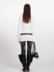 90s Minimalist Longline V-Neck Tee - TEVQA