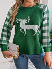Festive Reindeer Knit Pullover Sweater - View 12 | TEVQA