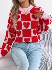 Heart Checkerboard Sweater - View 16 | TEVQA