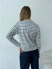 Classic Striped Long Sleeve T-Shirt - View 10 | TEVQA