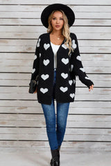Heart Print Knit Cardigan - View 12 | TEVQA