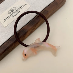 Pearlescent Acetate Dolphin Charm Hair Tie (2.2 Inch)
