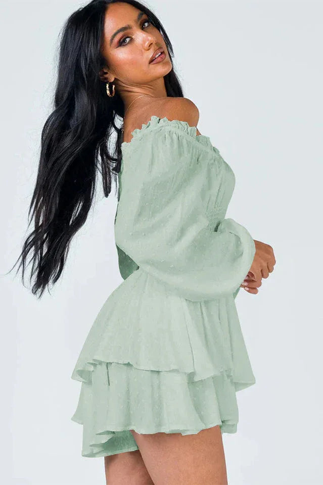 Tiered Swing Skater Romper - TEVQA
