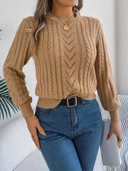 Women's Rust Cable Knit Sweater - TEVQA