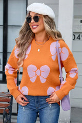 Pink bow knit sweater - View 23 | TEVQA