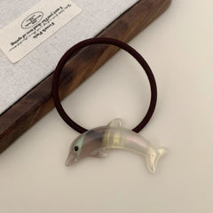 Pearlescent Acetate Dolphin Charm Hair Tie (2.2 Inch)