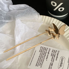 Long Butterfly Metal Hair Fork - 5.9" French Bun Pin