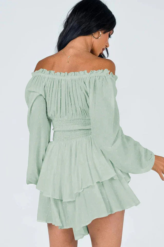 Tiered Swing Skater Romper - TEVQA