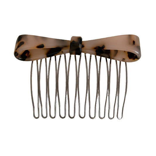 Small Acetate Bow Hair Comb Pin - 2.9 Inch