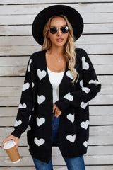 Heart Print Knit Cardigan - View 9 | TEVQA