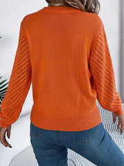 White Hollow Out Pointelle Knit Sweater - TEVQA