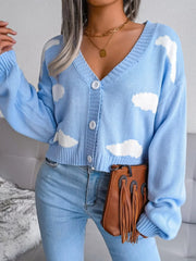 Daydream Sky Cloud Print Knit Cardigan - TEVQA