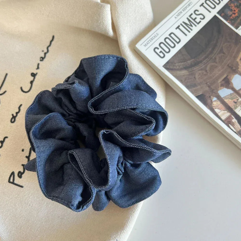 Classic Denim Hair Scrunchie - View 6 | TEVQA