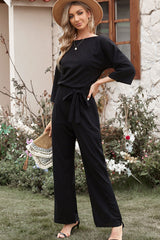 Belted Wide Leg Jumpsuit - View 15 | TEVQA