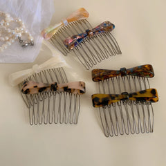 Small Acetate Bow Hair Comb Pin - 2.9 Inch