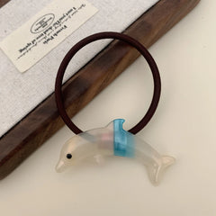 Pearlescent Acetate Dolphin Charm Hair Tie (2.2 Inch)