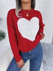 Grey and white cable knit heart sweater - View 13 | TEVQA