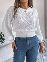 Orange Cable Knit Cinched Waist Sweater - View 24 | TEVQA