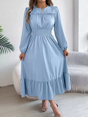 Emerald Green Ruffle Smocked Waist Maxi Dress - View 27 | TEVQA