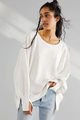 Oversized Contrast Trim Sweatshirt - View 35 | TEVQA