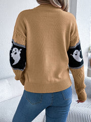 Spooky Chic Ghost Cable Knit Sweater