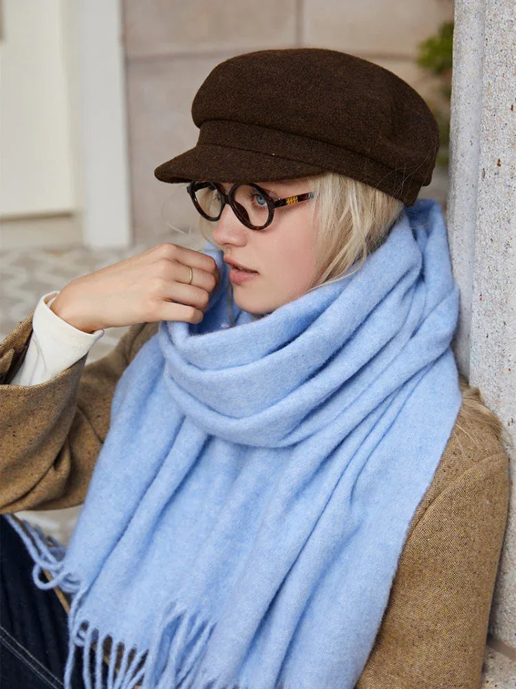Classic Heathered Wool Blend Scarf - View 6 | TEVQA