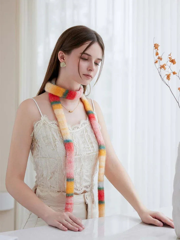 Y2K Gradient Skinny Scarf - TEVQA