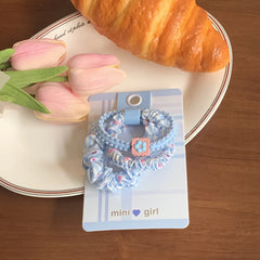 Cute Blue Hair Tie Set - 3-4 Piece Coquette & Preppy Mini Scrunchie Pack