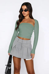 White Two Piece Bolero Tube Top Set - TEVQA