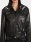 Vintage Wash Faux Leather Bomber Jacket - TEVQA