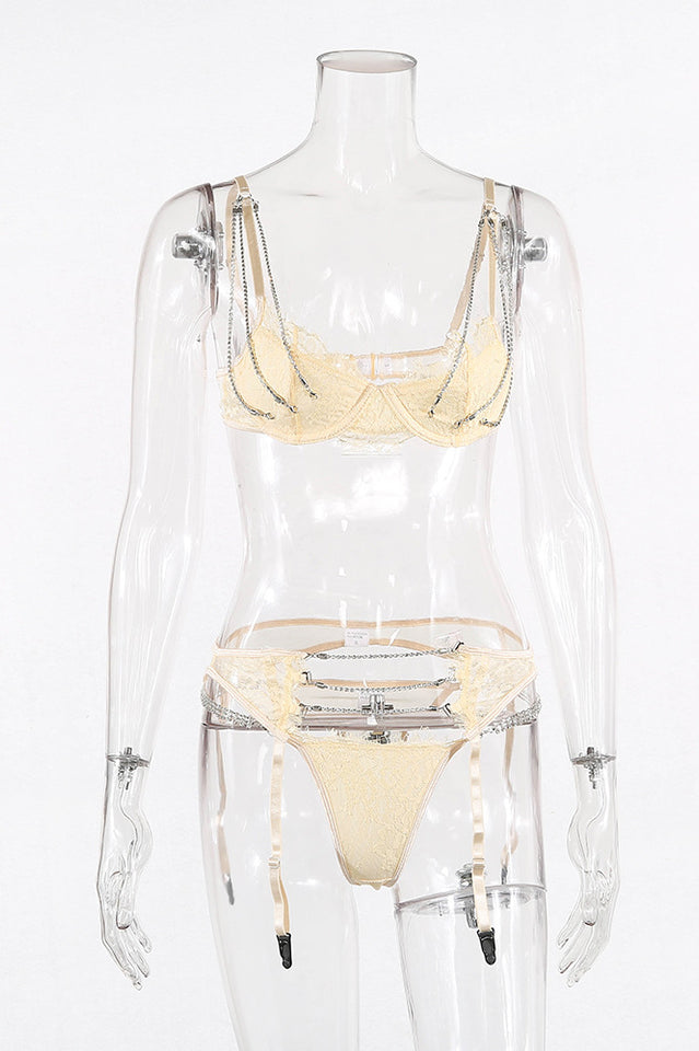 Chain Bra & Underwear Garter Belt Set - Dress In Beauty