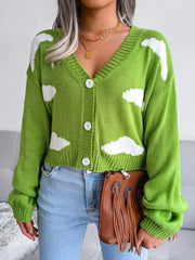 Daydream Sky Cloud Print Knit Cardigan - TEVQA