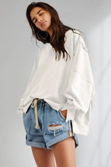 Oversized Contrast Trim Sweatshirt - View 39 | TEVQA