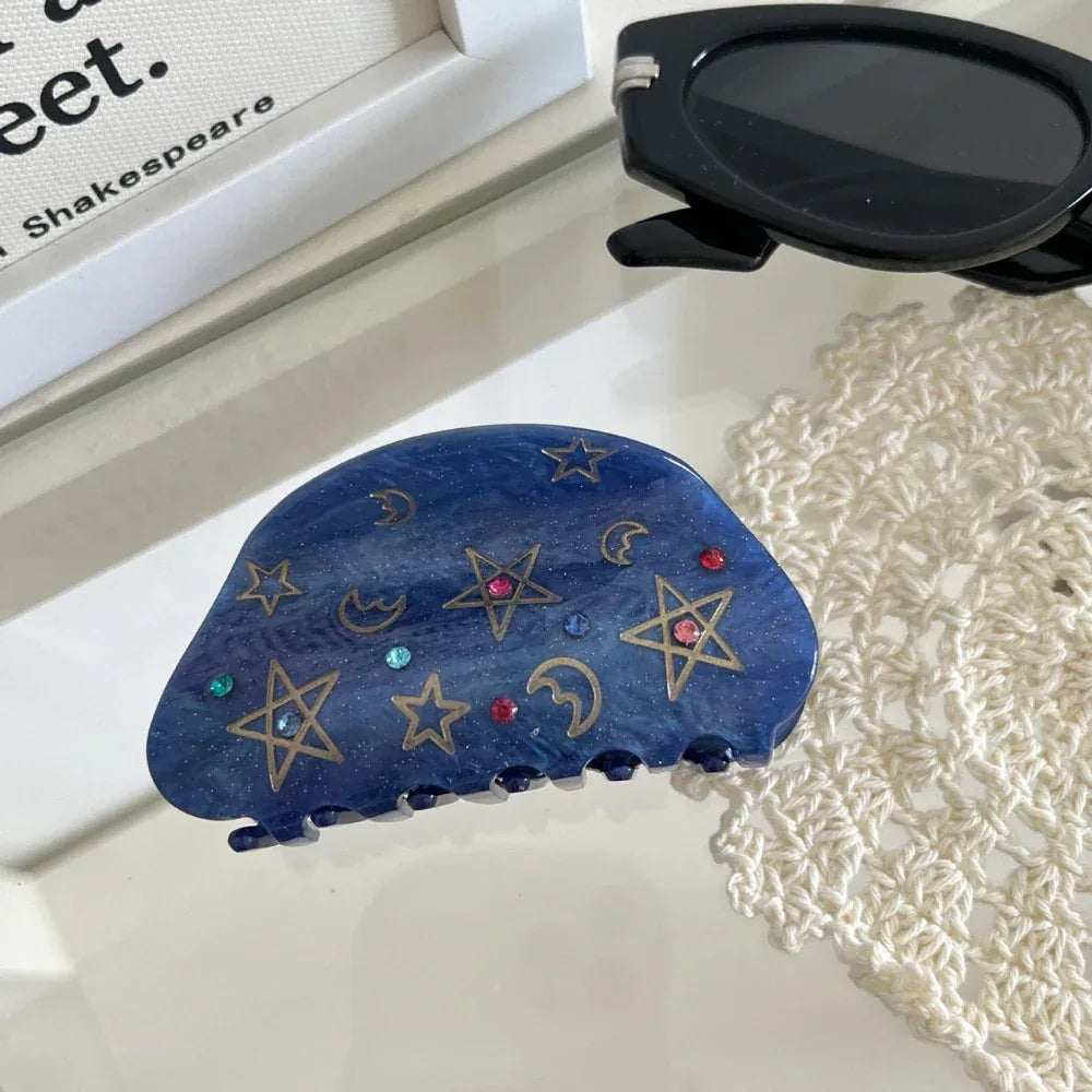 Celestial Starry Night Jeweled Hair Claw - View 6 | TEVQA