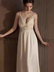 Lace Trim Satin Robe and Slip Set - View 12 | TEVQA
