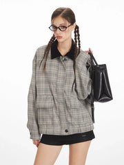 Vintage Plaid Harrington Jacket - TEVQA