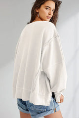 Oversized Contrast Trim Sweatshirt - View 40 | TEVQA