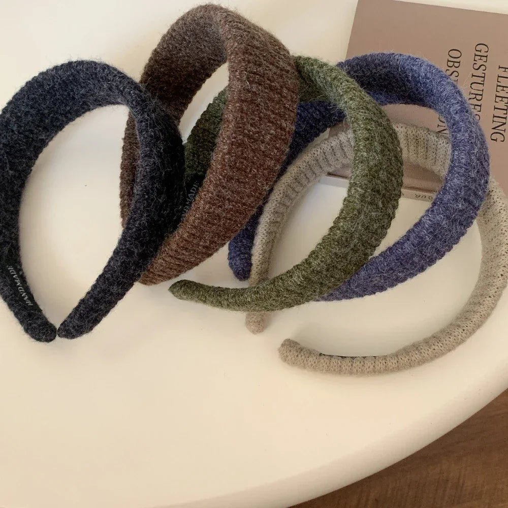 Jumbo Padded Wool-Blend Headband - 1.6 Inch Wide Cozy Winter Band - TEVQA